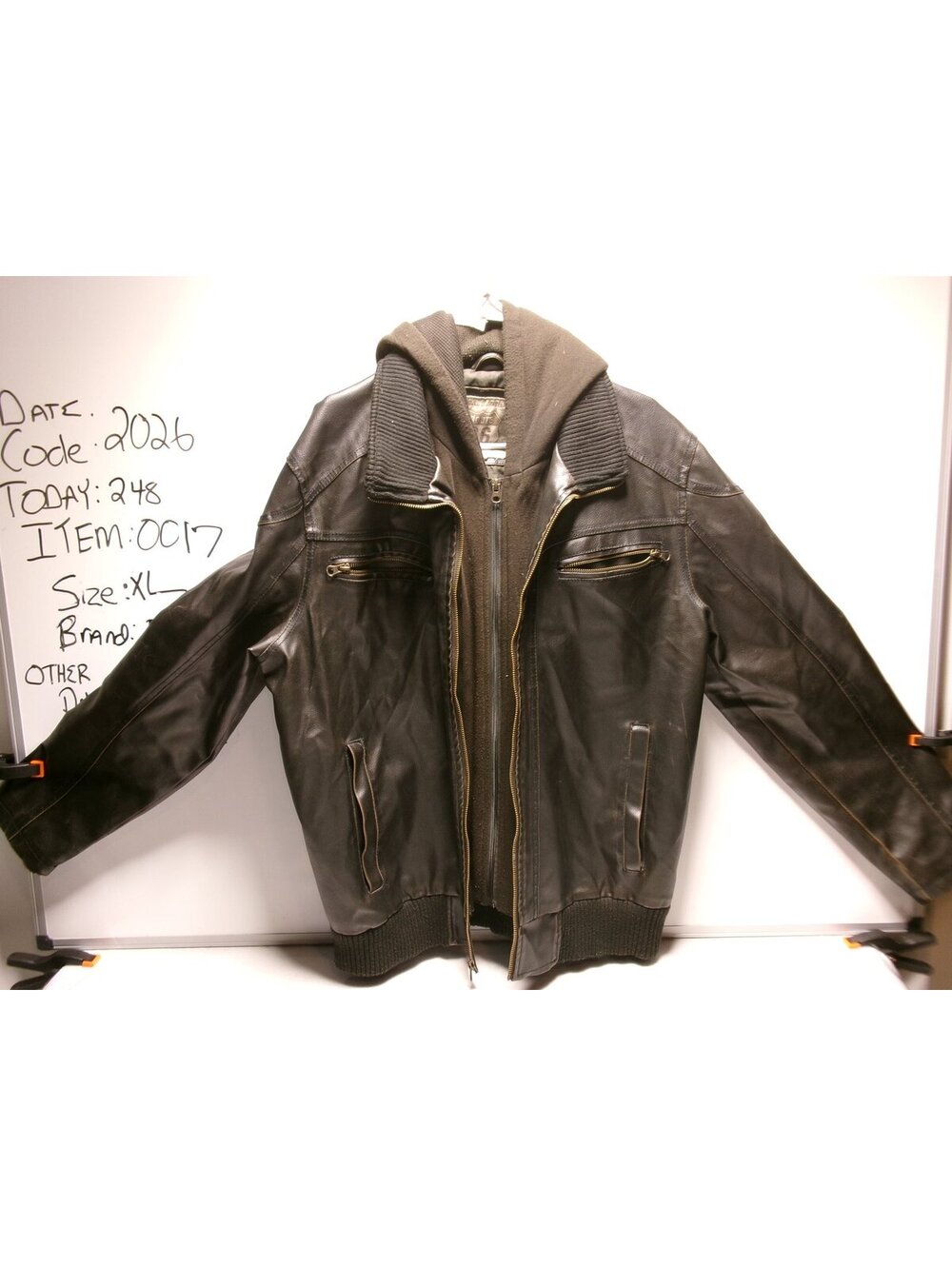 Route 66 Mens Brown Hooded Leather Coat Size XL